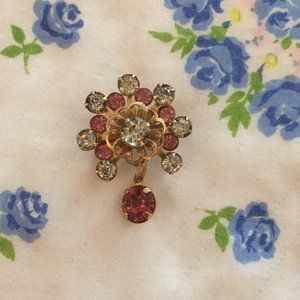 Small vintage pin pink rhinestones